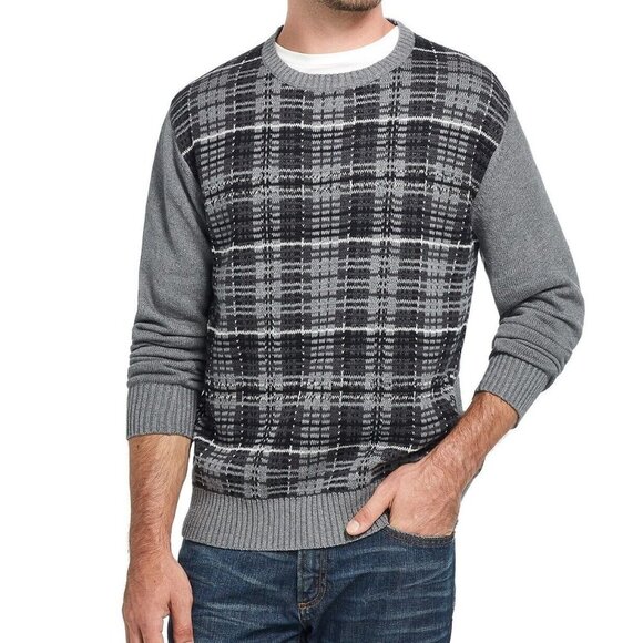 Weatherproof Vintage Men's Plaid Sweater Gray Size Medium - Picture 1 of 7